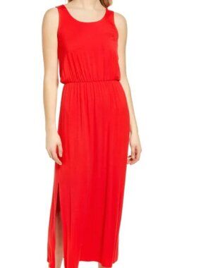 Caslon Red Sleeveless Knit Jersey Maxi Dress Size M NWT